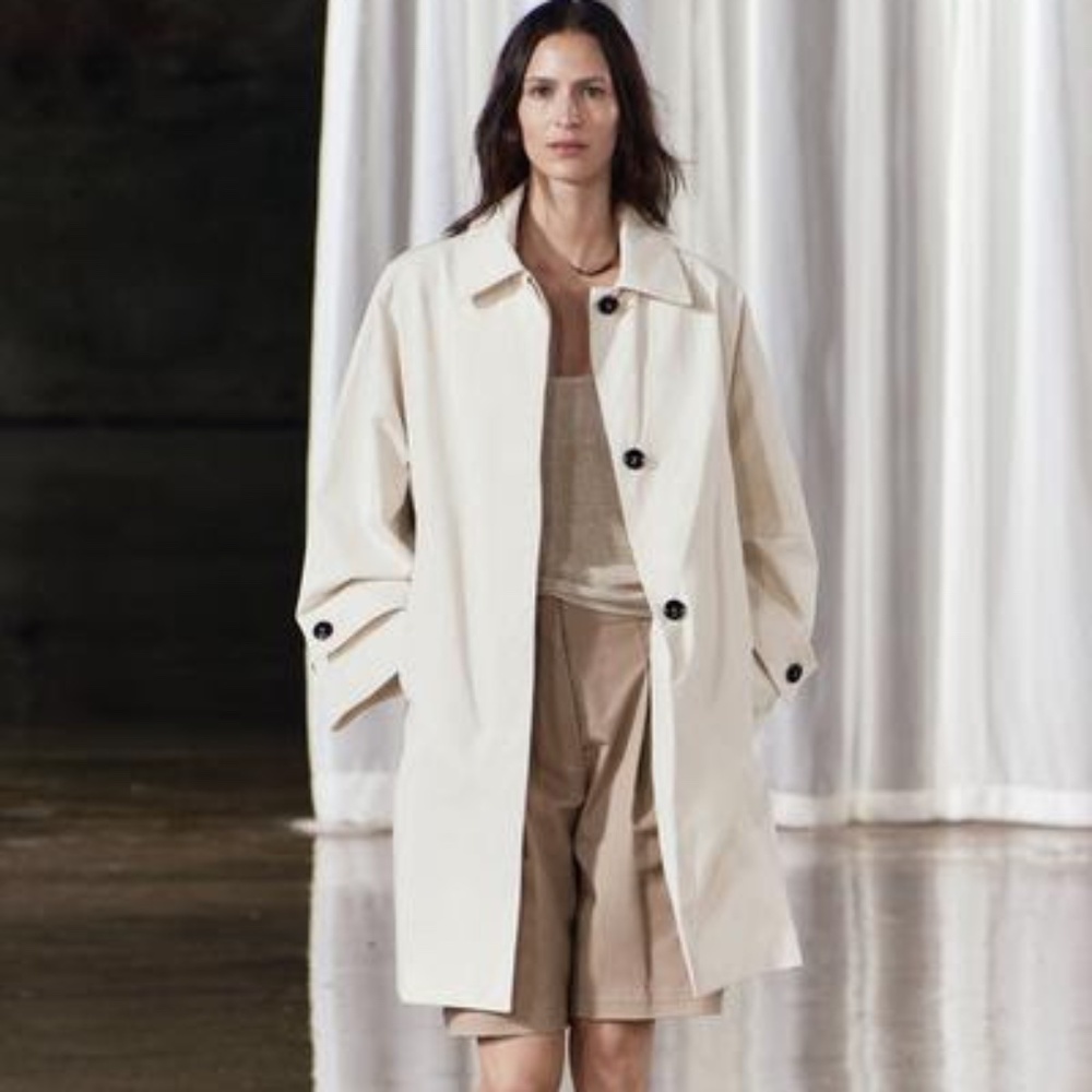 Zara Pocket Trench Coat in Ecru - Picture 3 of 11